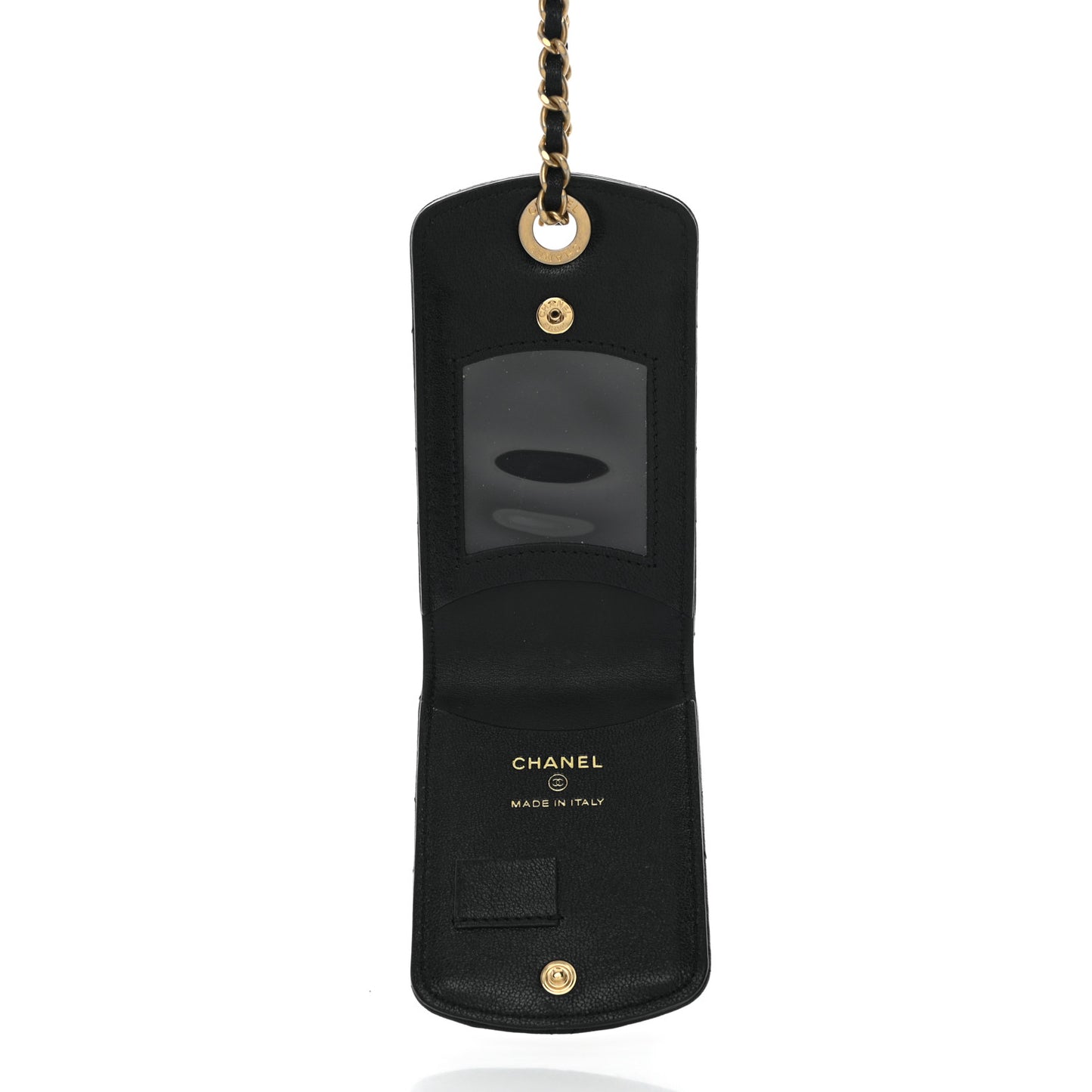 Lambskin Quilted Chanel 19 Luggage Tag Black