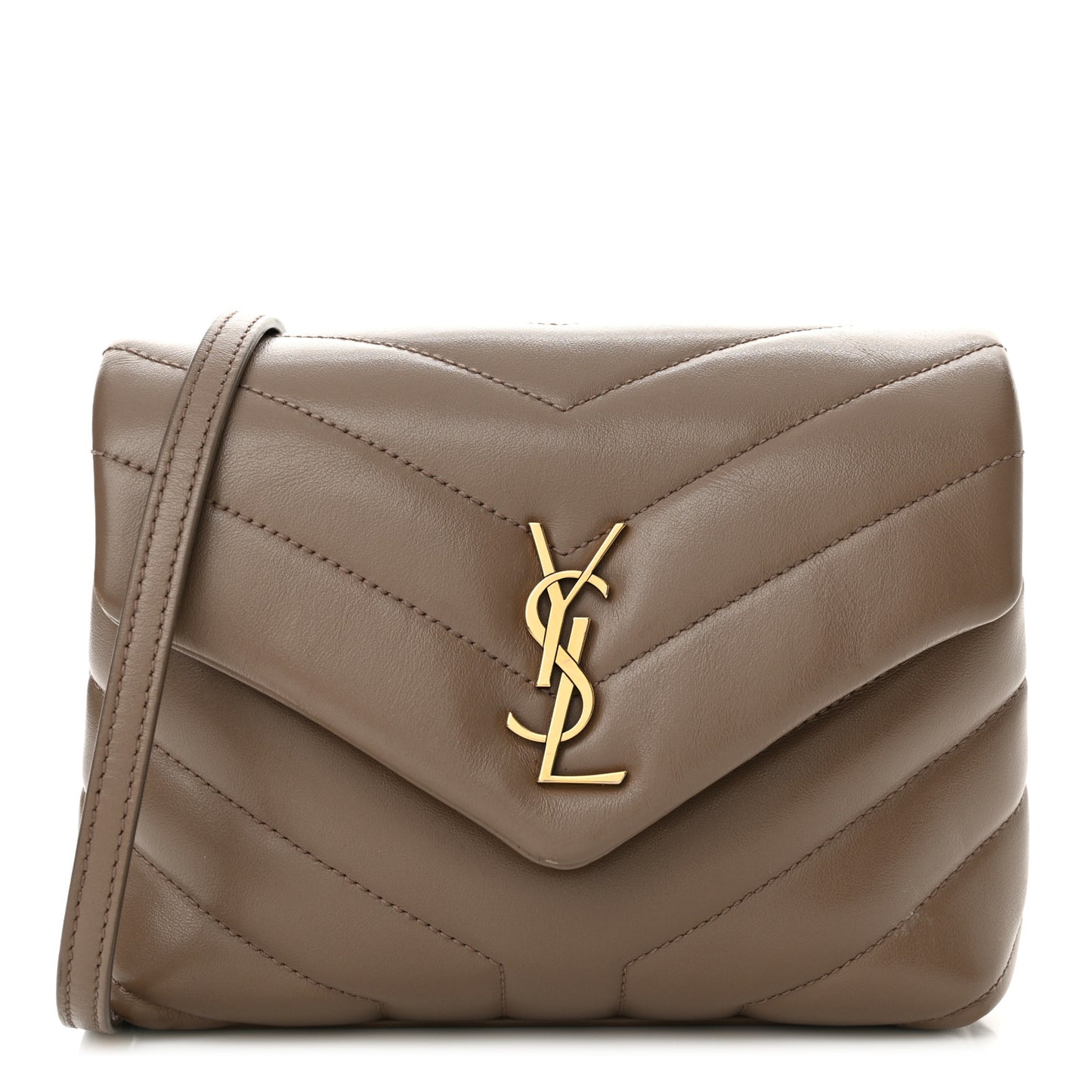Calfskin Y Quilted Monogram Toy Loulou Crossbody Bag Taupe