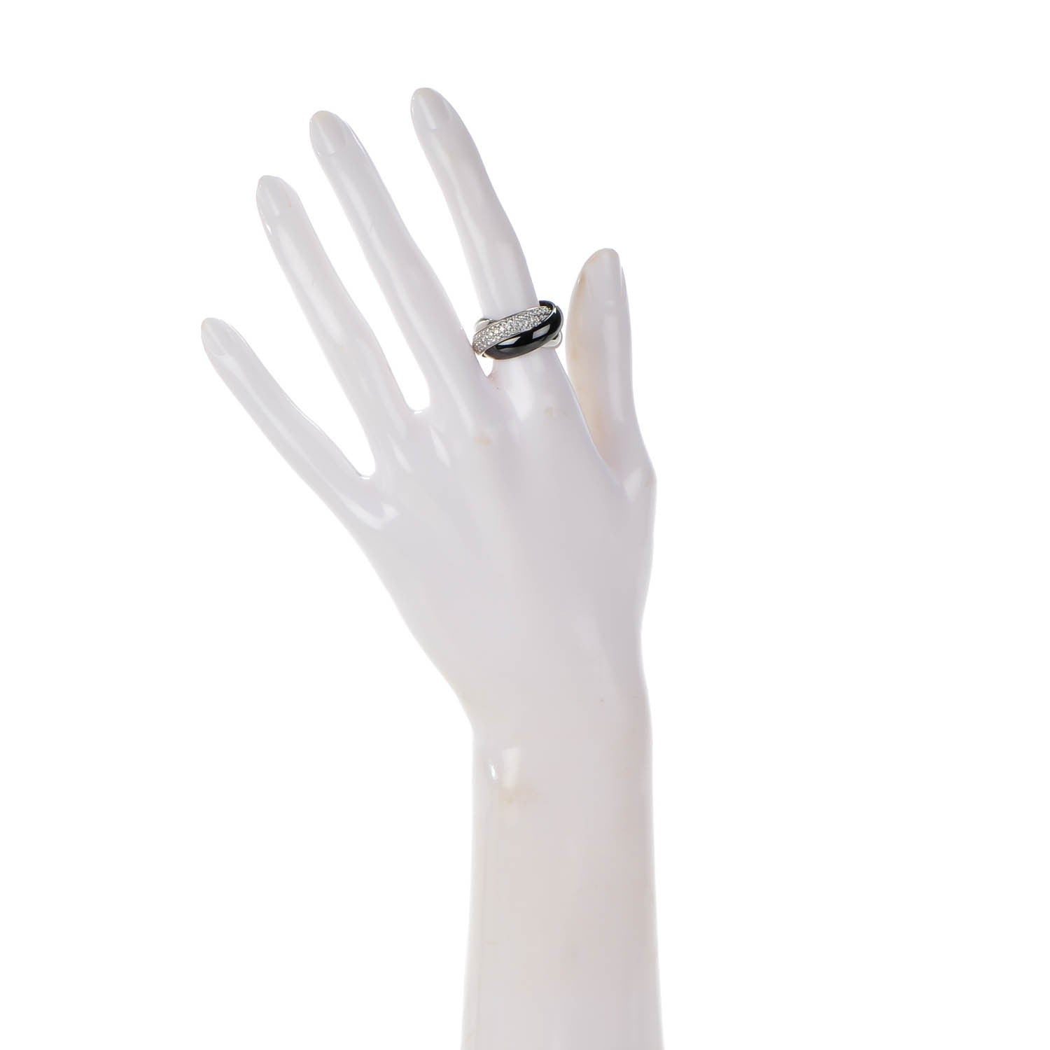 Cartier 18K White Gold Diamond Ceramic Large Trinity Ring 52 6.25 2 of 6