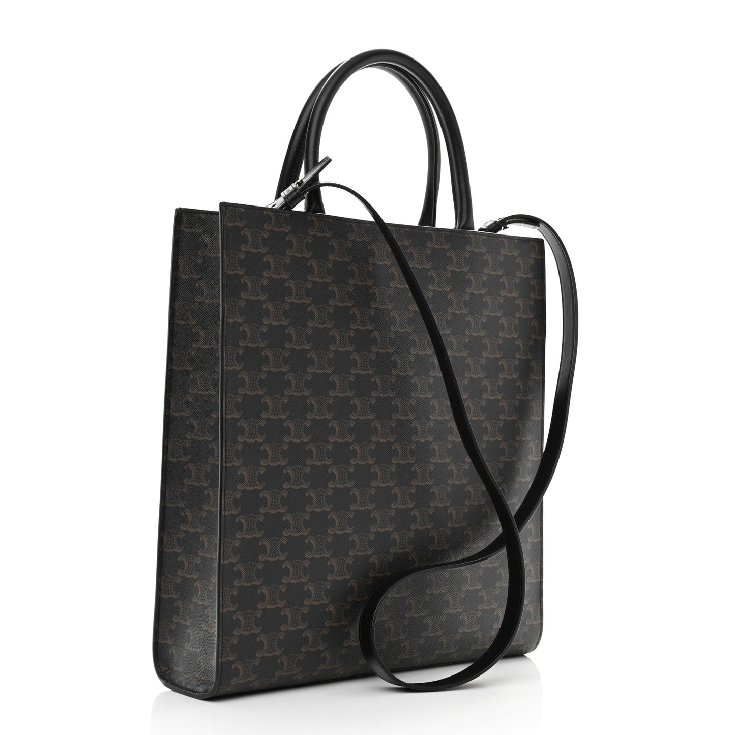 Triomphe Canvas Calfskin Medium Vertical Cabas Black