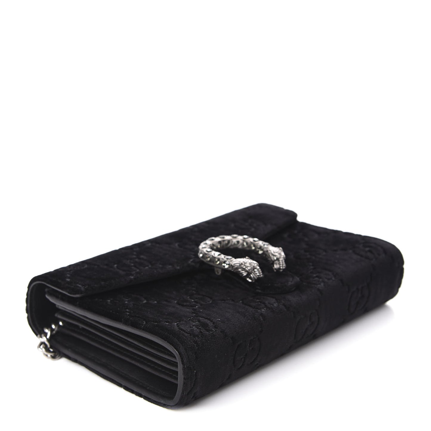 Velvet GG Monogram Mini Dionysus Chain Wallet Black