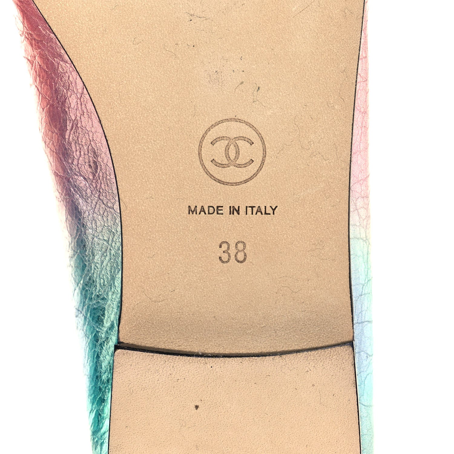 Chanel Laminated Calfskin Grosgrain Cap Toe CC Ballerina Flats 38 Multicolor Black 6 of 9