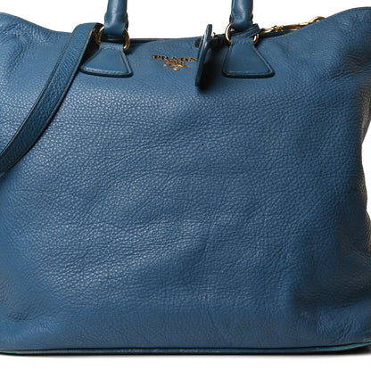 Prada Vitello Daino Side Zip Tote Cobalto 16 of 18