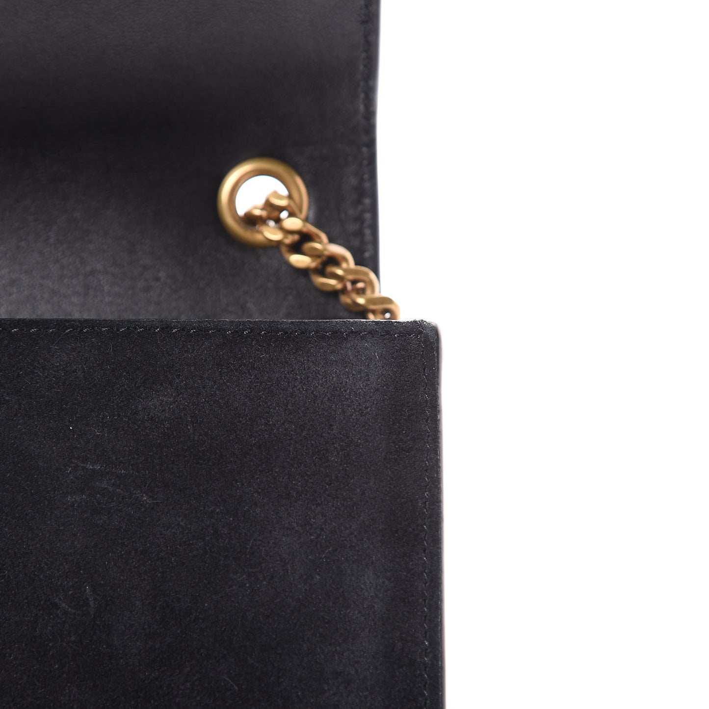 Suede Crystal Medium Classic Monogram Kate Satchel Black
