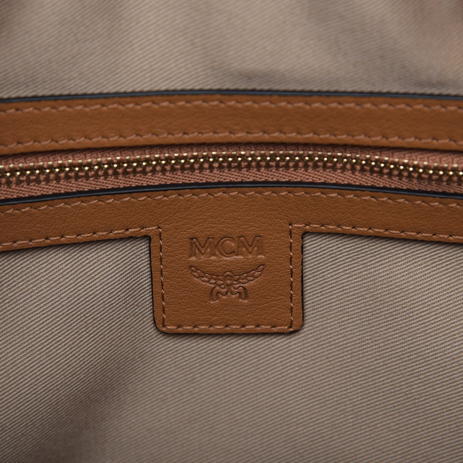 MCM Visetos Medium Boston Bag Cognac 9 of 10