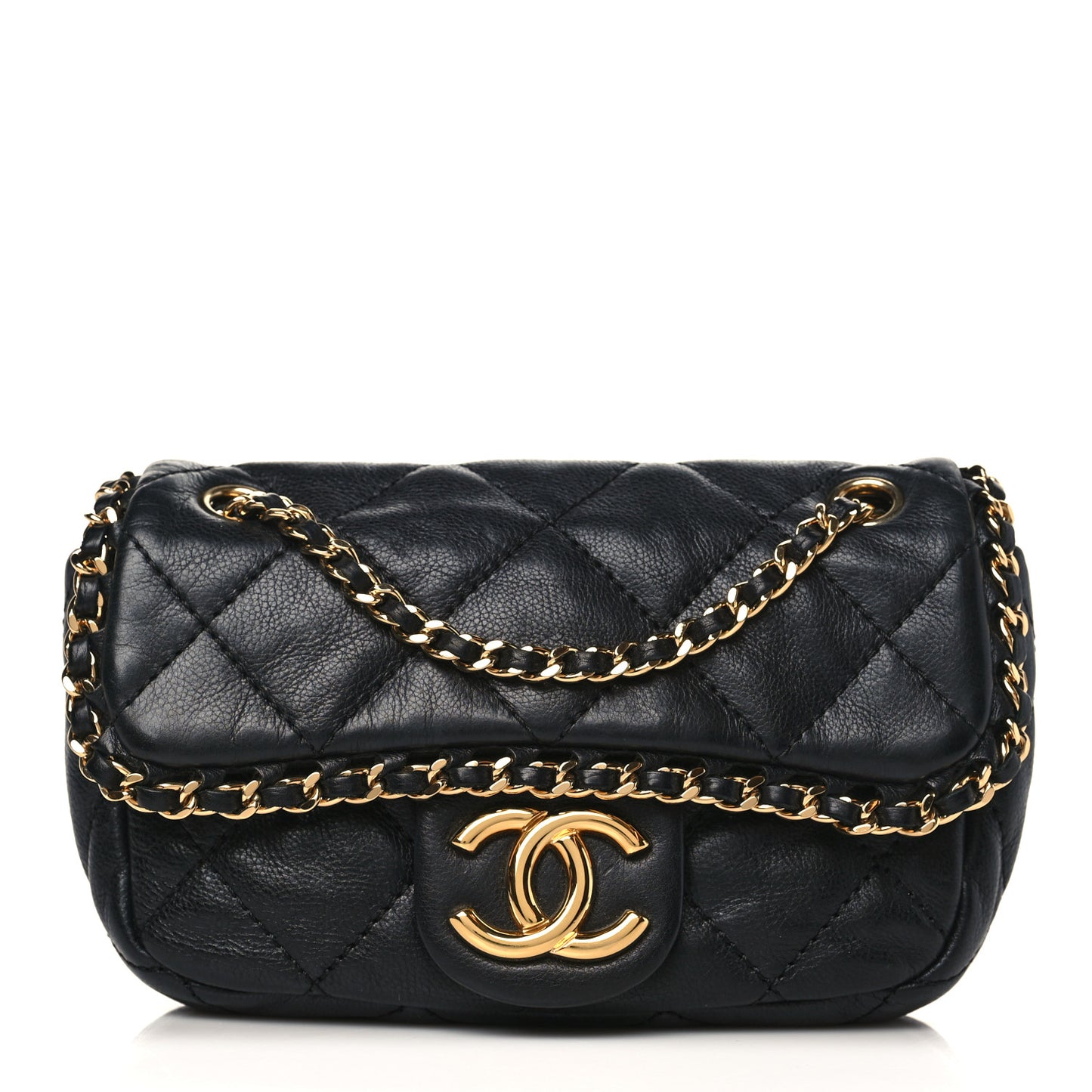 Calfskin Mini Chain Me Flap Black