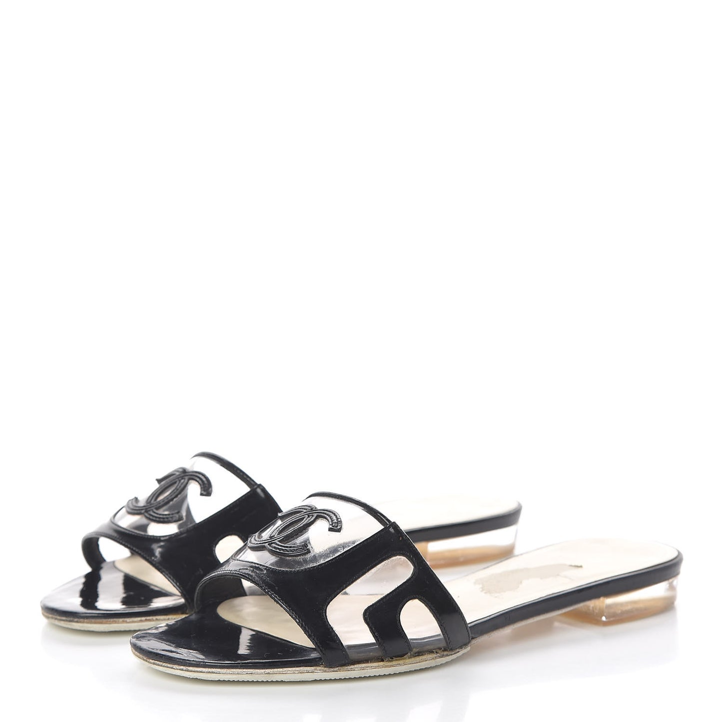 Patent PVC CC Sandals 35 Black