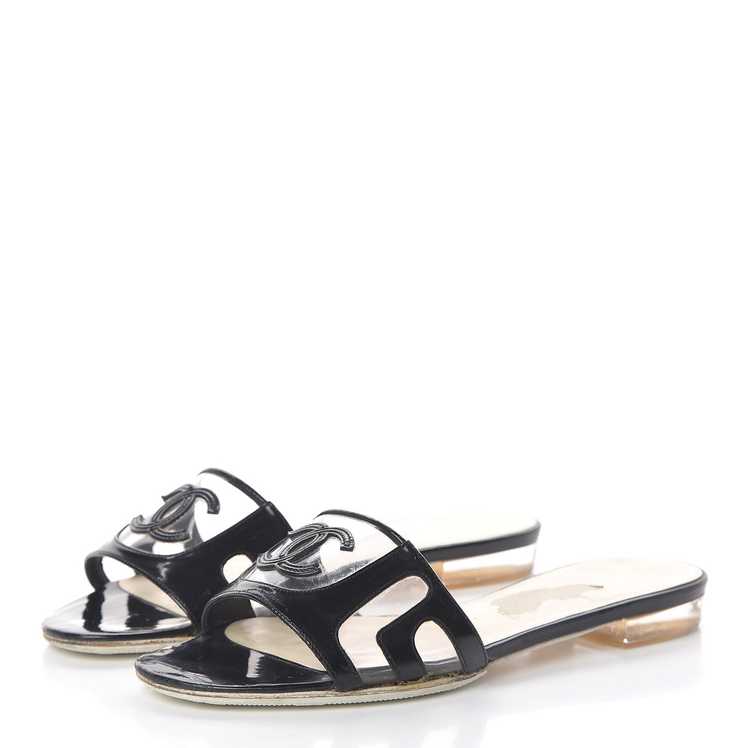 Chanel Patent PVC CC Sandals 35 Black 3 of 18