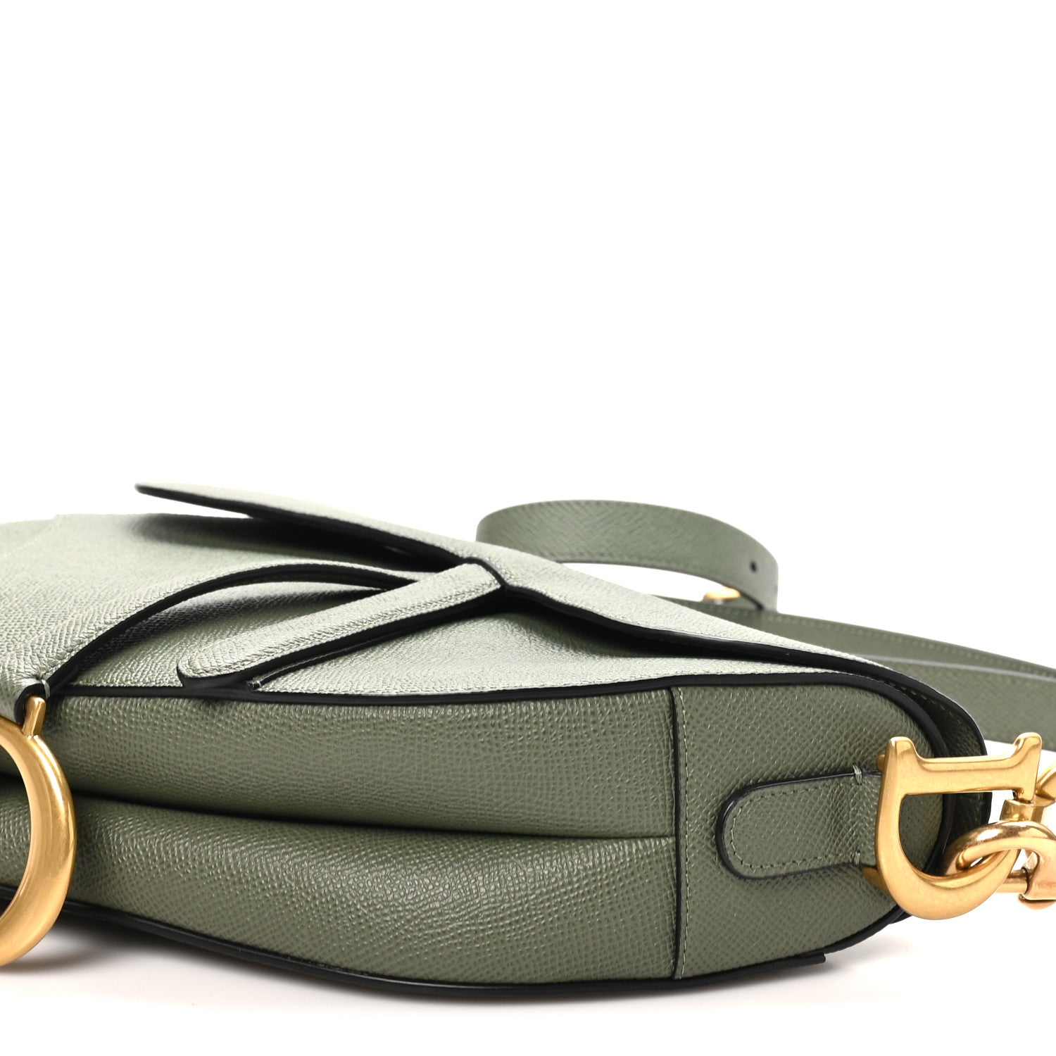 Christian Dior Grained Calfskin Saddle Bag With Strap Sage Green 10 of 10