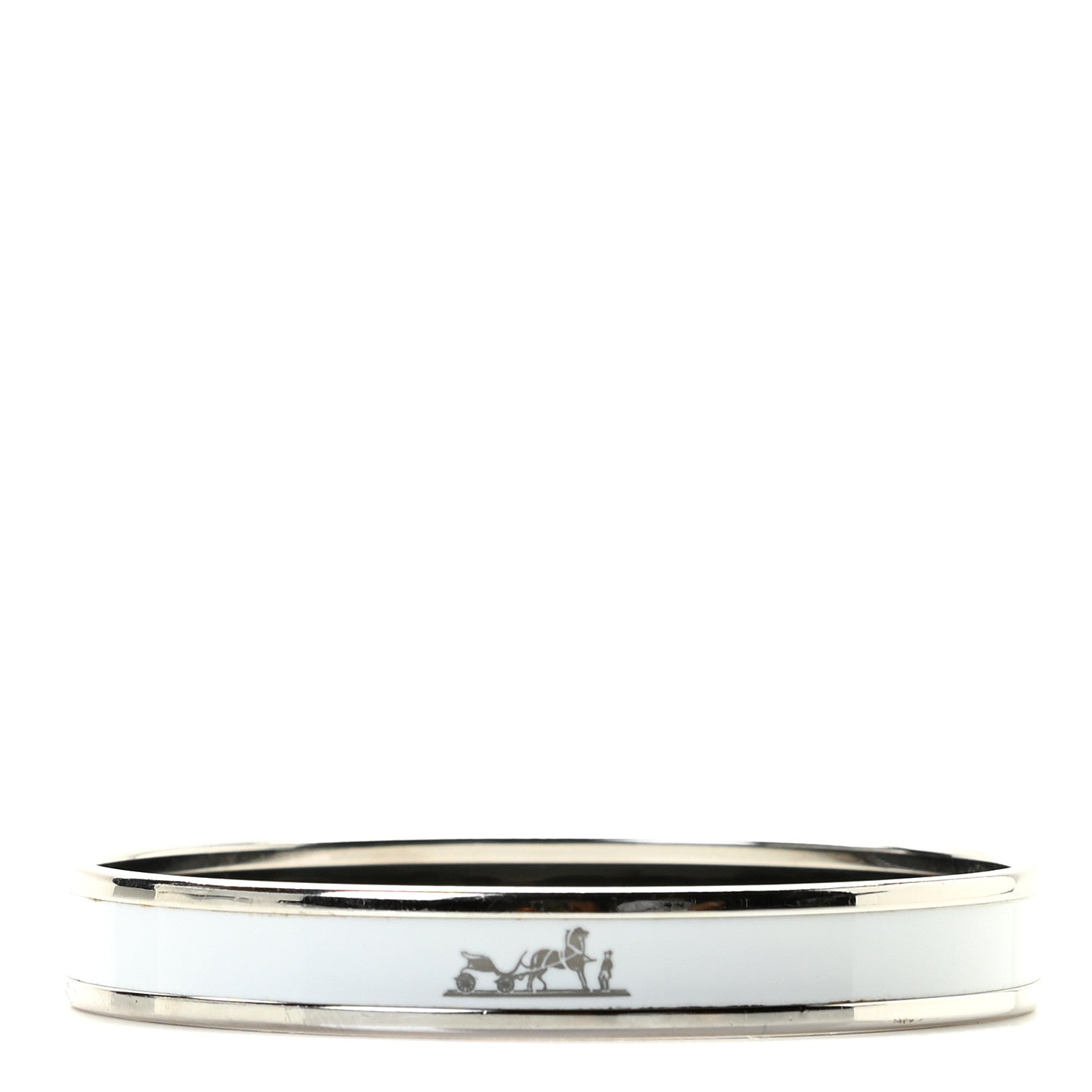 Hermes Enamel Printed Narrow Caleche Bracelet 70 White 2 of 9