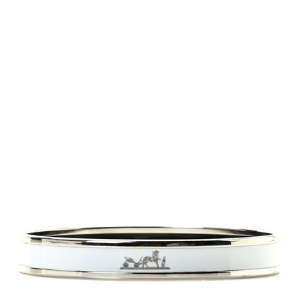 Hermes Enamel Printed Narrow Caleche Bracelet 70 White 2 of 9
