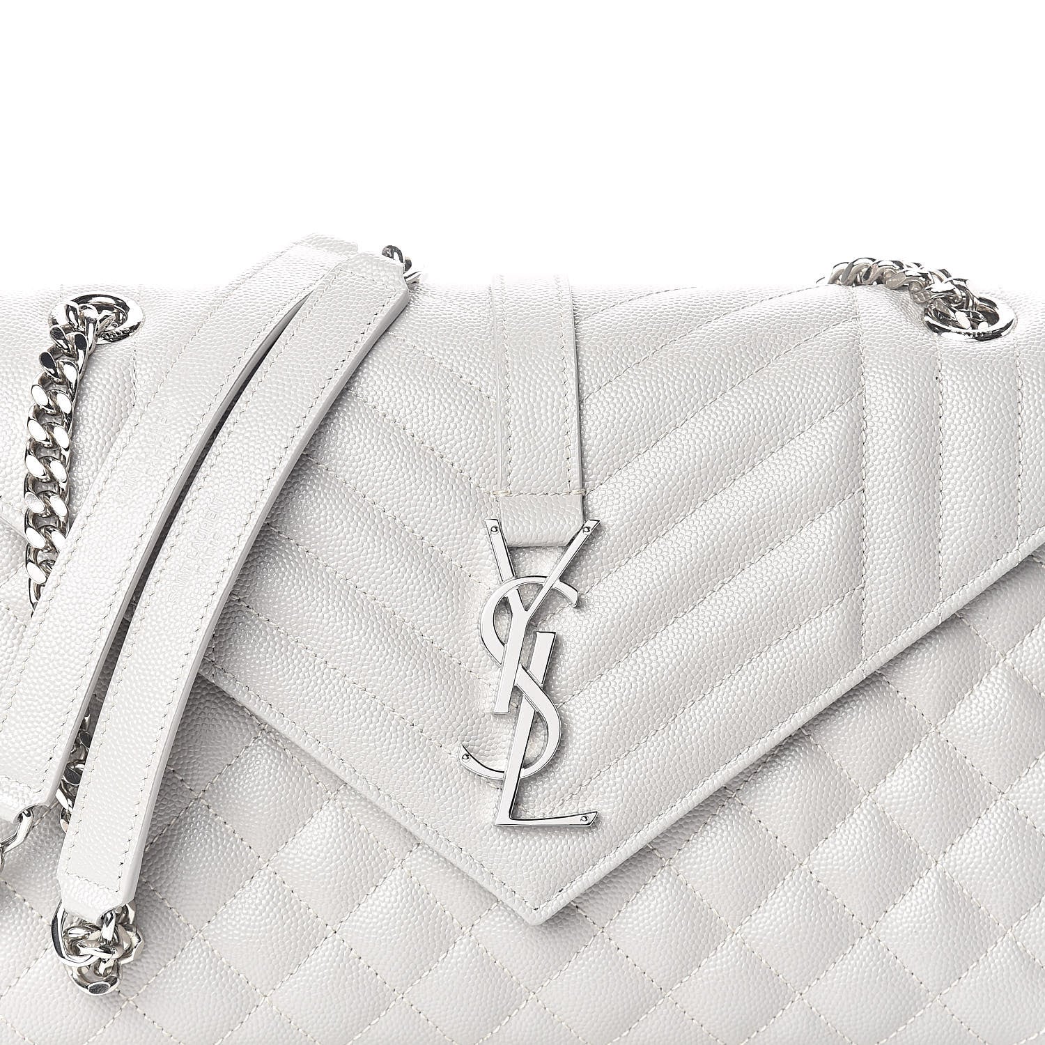 Saint Laurent Grain De Poudre Textured Mixed Matelasse Medium Triquilt Monogram Satchel Granite 7 of 9