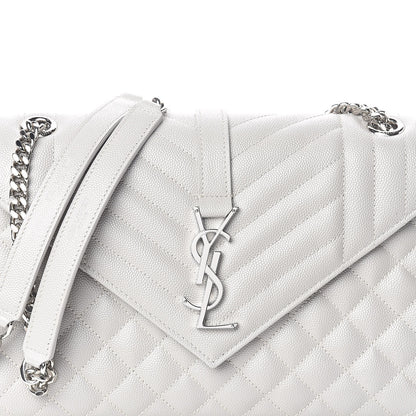 Saint Laurent Grain De Poudre Textured Mixed Matelasse Medium Triquilt Monogram Satchel Granite 7 of 9