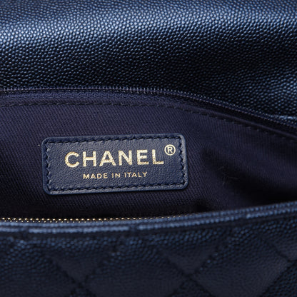 Chanel Iridescent Caviar Quilted Small Coco Handle Flap Dark Blue 6 of 10