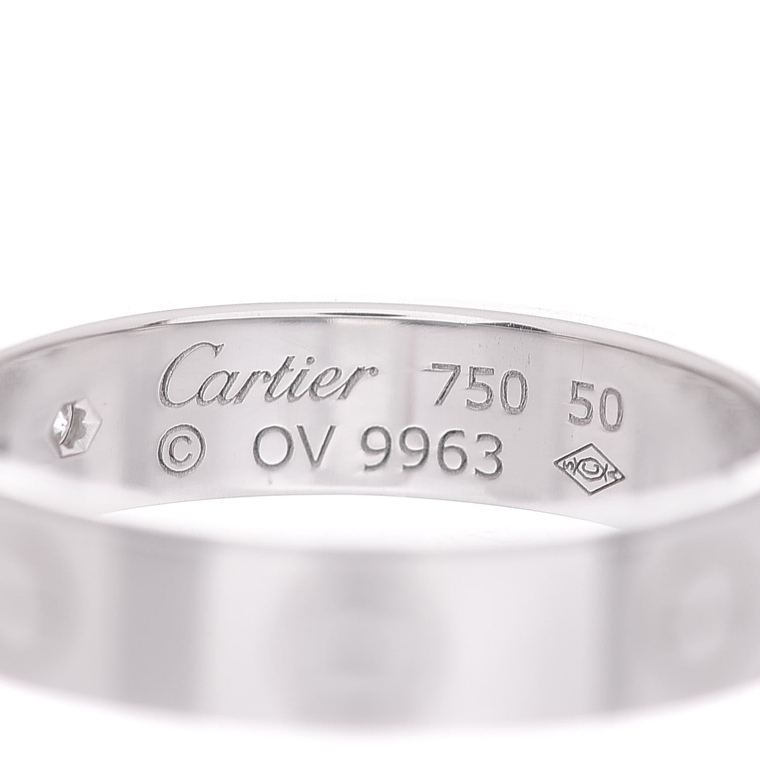 Cartier 18K White Gold Diamond 4mm LOVE Wedding Band Ring 50 5.25 4 of 5
