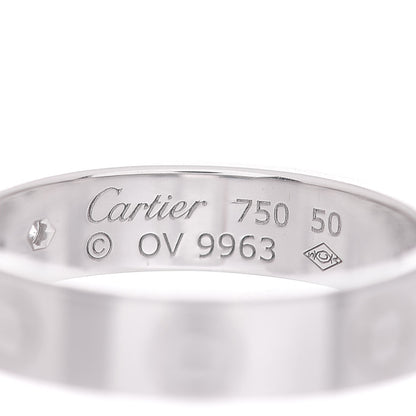 Cartier 18K White Gold Diamond 4mm LOVE Wedding Band Ring 50 5.25 4 of 5