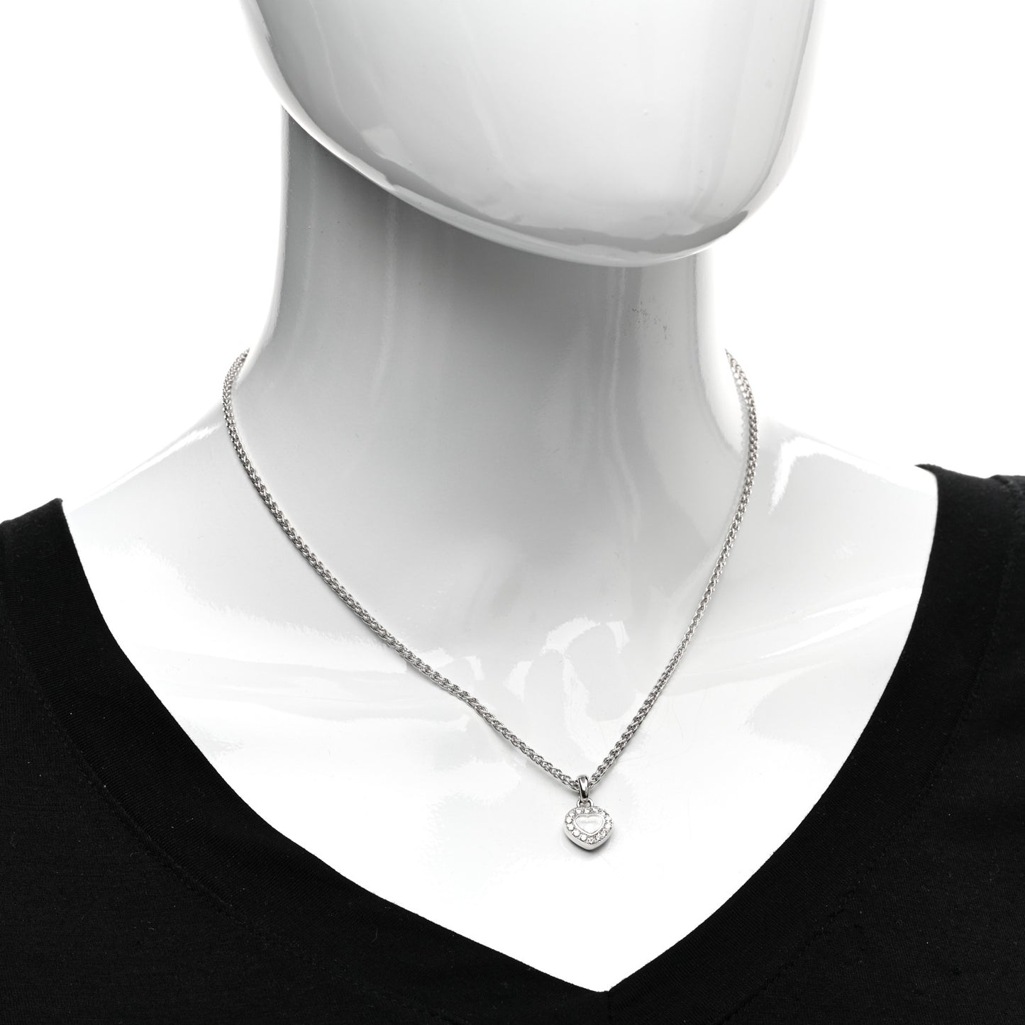 18K White Gold Happy Diamonds Icons Heart Pendant Necklace