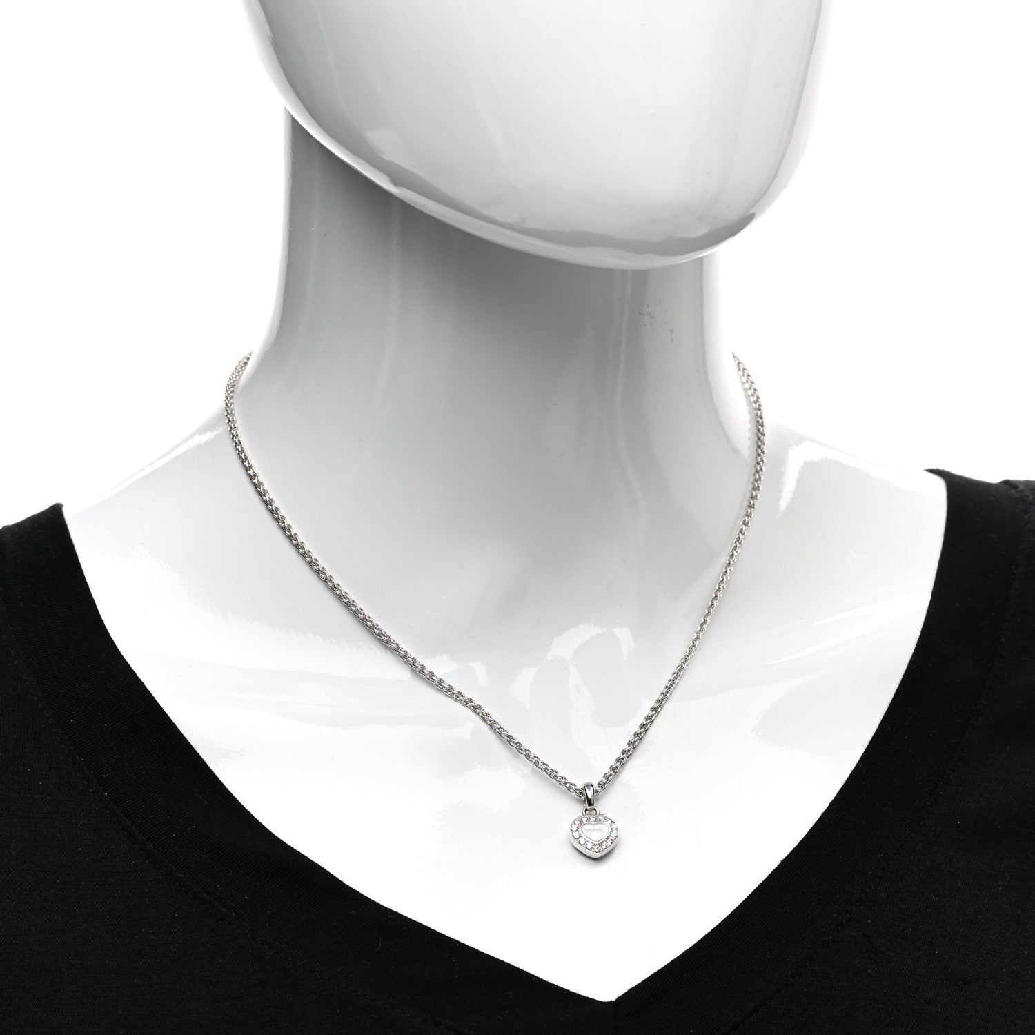 Chopard 18K White Gold Happy Diamonds Icons Heart Pendant Necklace 2 of 4