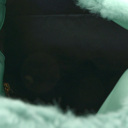Saint Laurent Merino Shearling Lambskin Quilted Small Loulou Puffer Monogram Chain Satchel Iced Mint 4 of 7