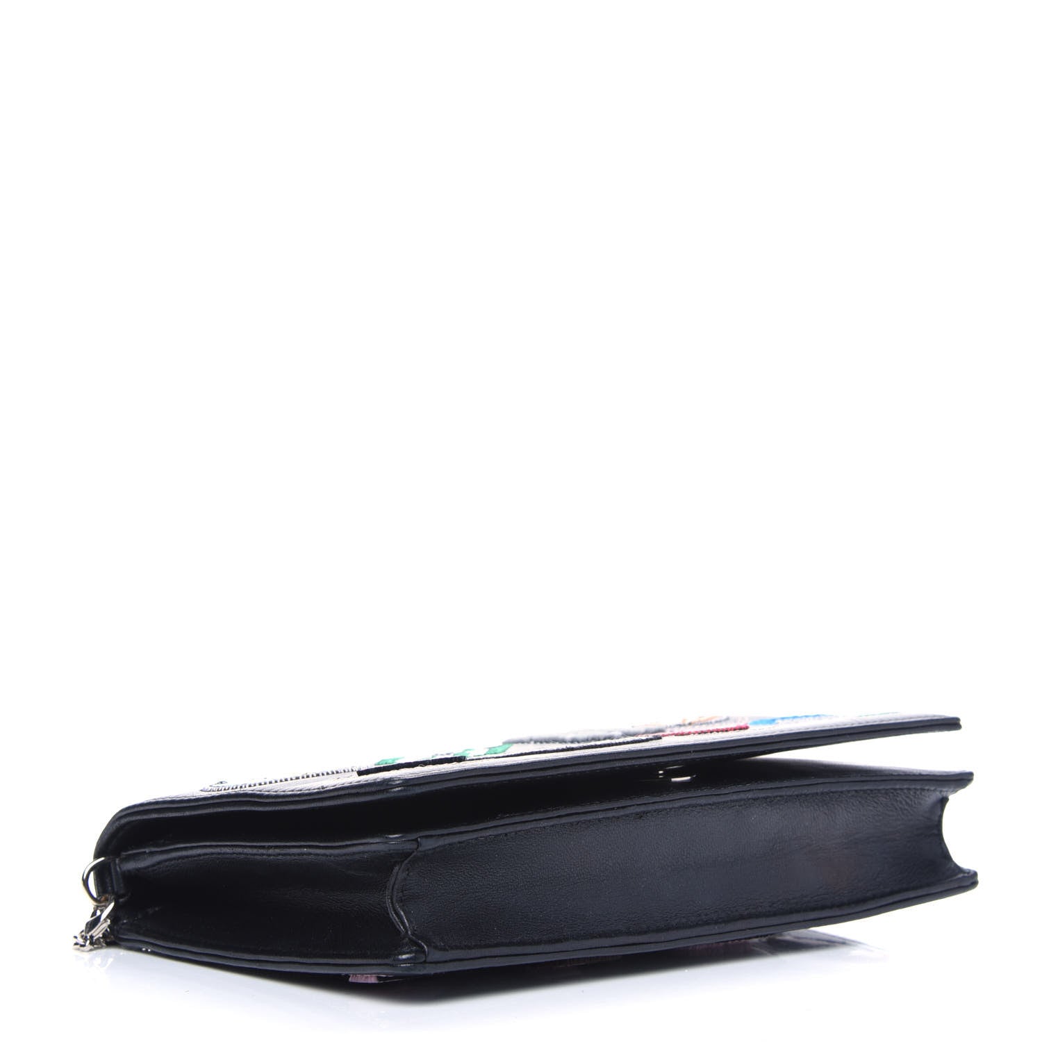 Christian Dior Calfskin Badges Chain Wallet Black 3 of 5