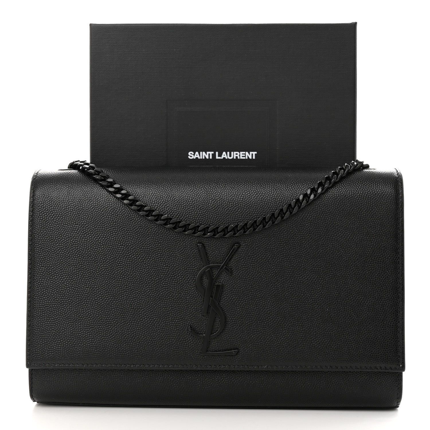 Saint Laurent Grain De Poudre Medium Classic Monogram Monochrome Kate Satchel Black 11 of 11