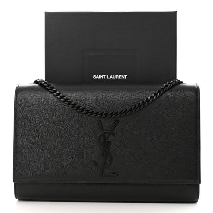 Saint Laurent Grain De Poudre Medium Classic Monogram Monochrome Kate Satchel Black 11 of 11
