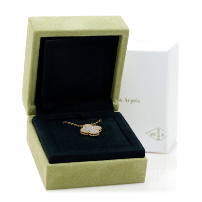 Van Cleef & Arpels 18K Yellow Gold Mother of Pearl Vintage Alhambra Pendant Necklace 6 of 6