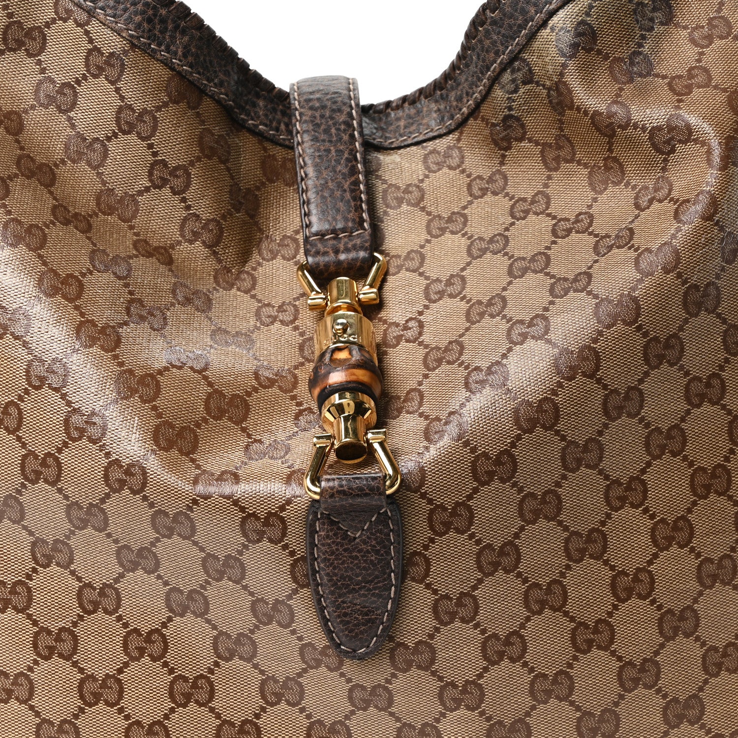 Gucci Monogram Large New Jackie Shoulder Bag Dark Brown 8 of 11