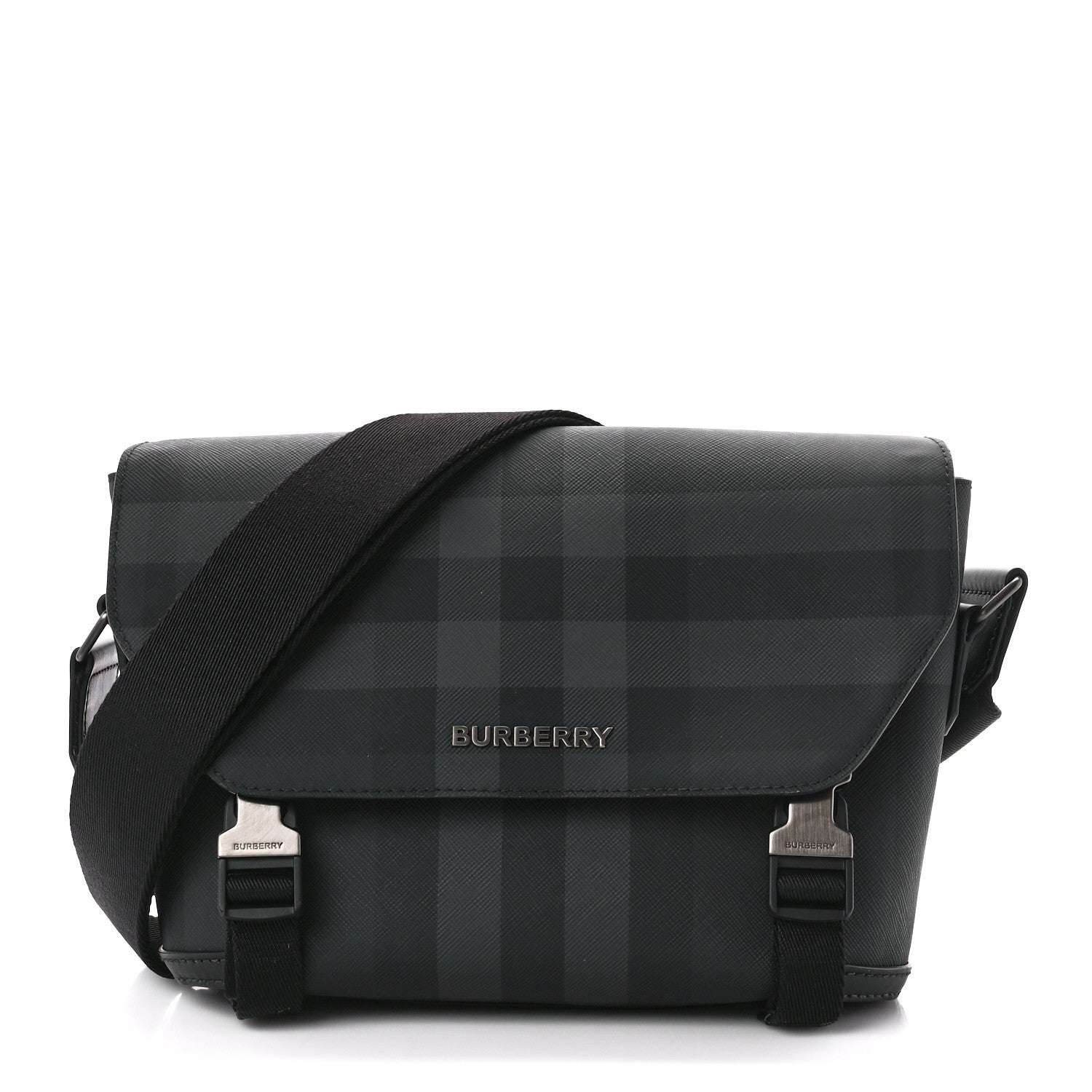 Burberry Check Small Wright Messenger Charcoal 1 of 12