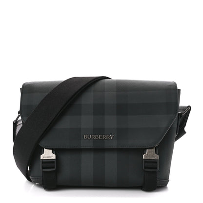 Burberry Check Small Wright Messenger Charcoal 1 of 12