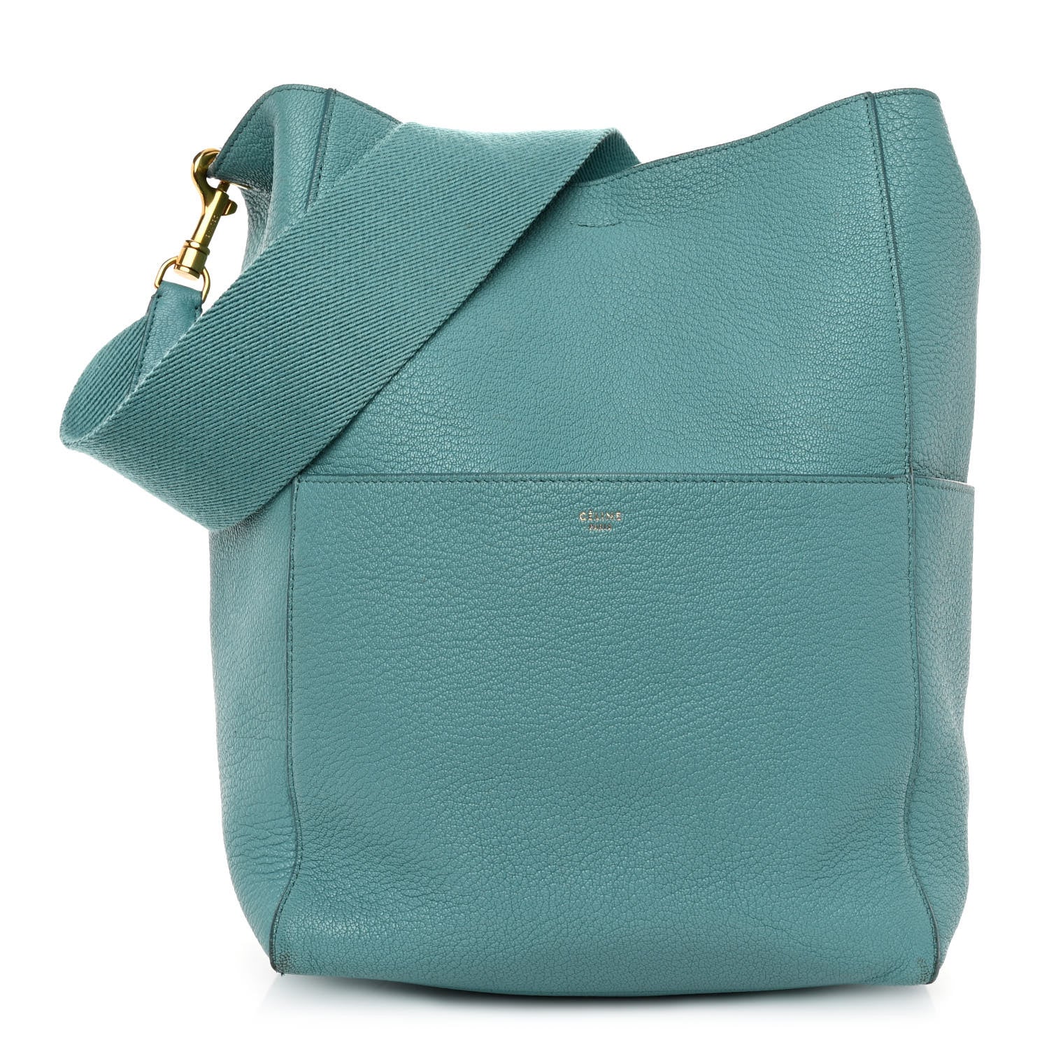 Celine Soft Grained Calfskin Sangle Bucket Bag Antarctic 1 of 11