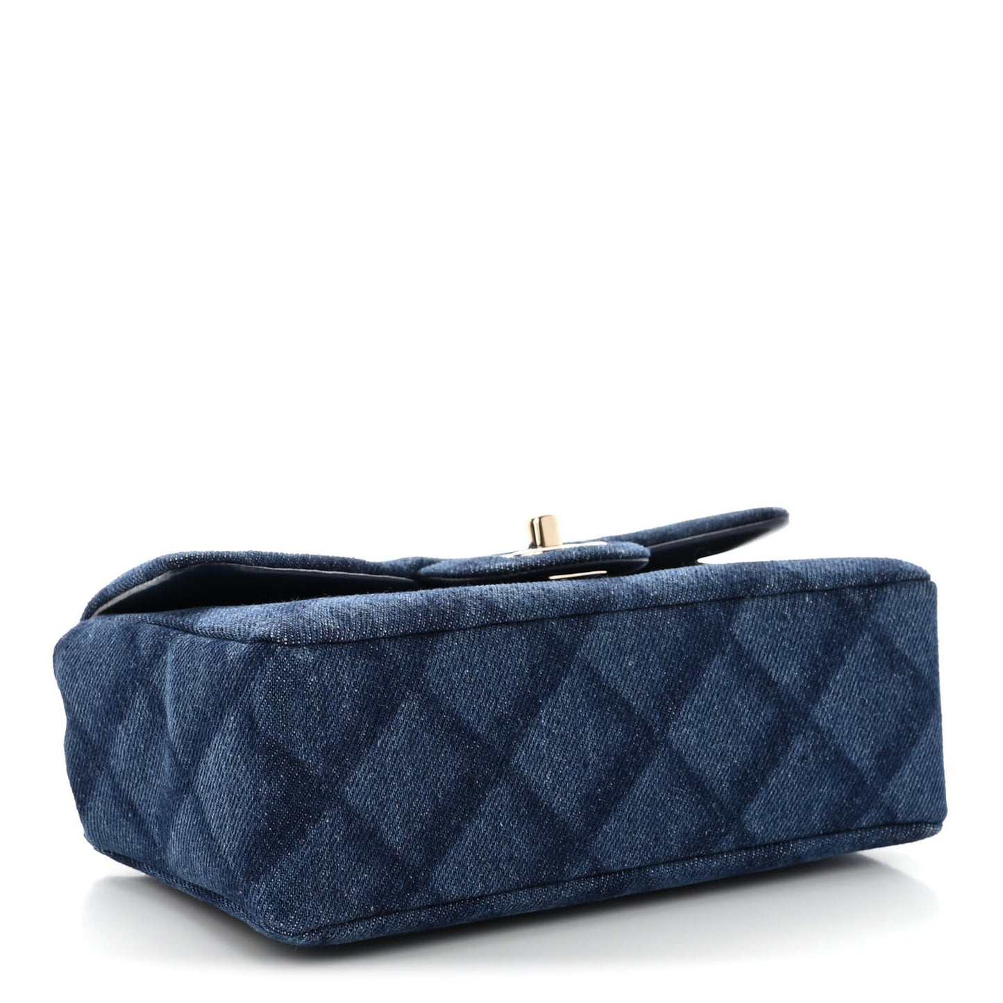 Printed Denim Quilted Mini Rectangular Flap Dark Blue