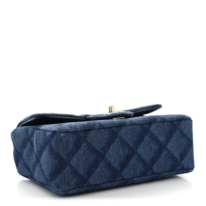 Chanel Printed Denim Quilted Mini Rectangular Flap Dark Blue 4 of 11