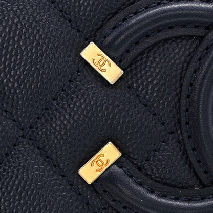 Chanel Caviar Quilted Small CC Filigree Vanity Case Navy 13 of 13