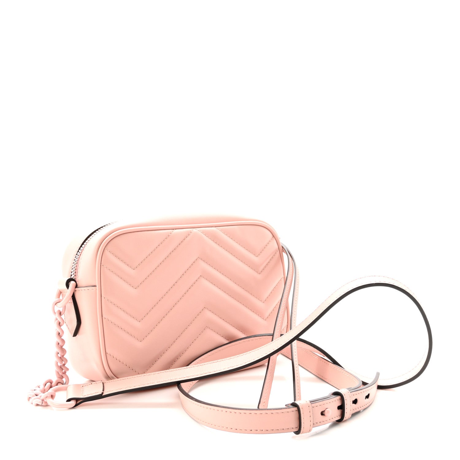 Gucci Calfskin Matelasse Monochrome Mini GG Marmont Chain Shoulder Bag Perfect Pink 3 of 10