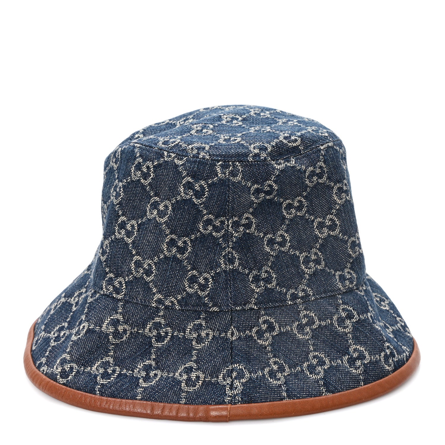 Gucci Washed Jacquard Denim Nappa GG Monogram Oscar Bucket Hat L Denim Cuir 3 of 9