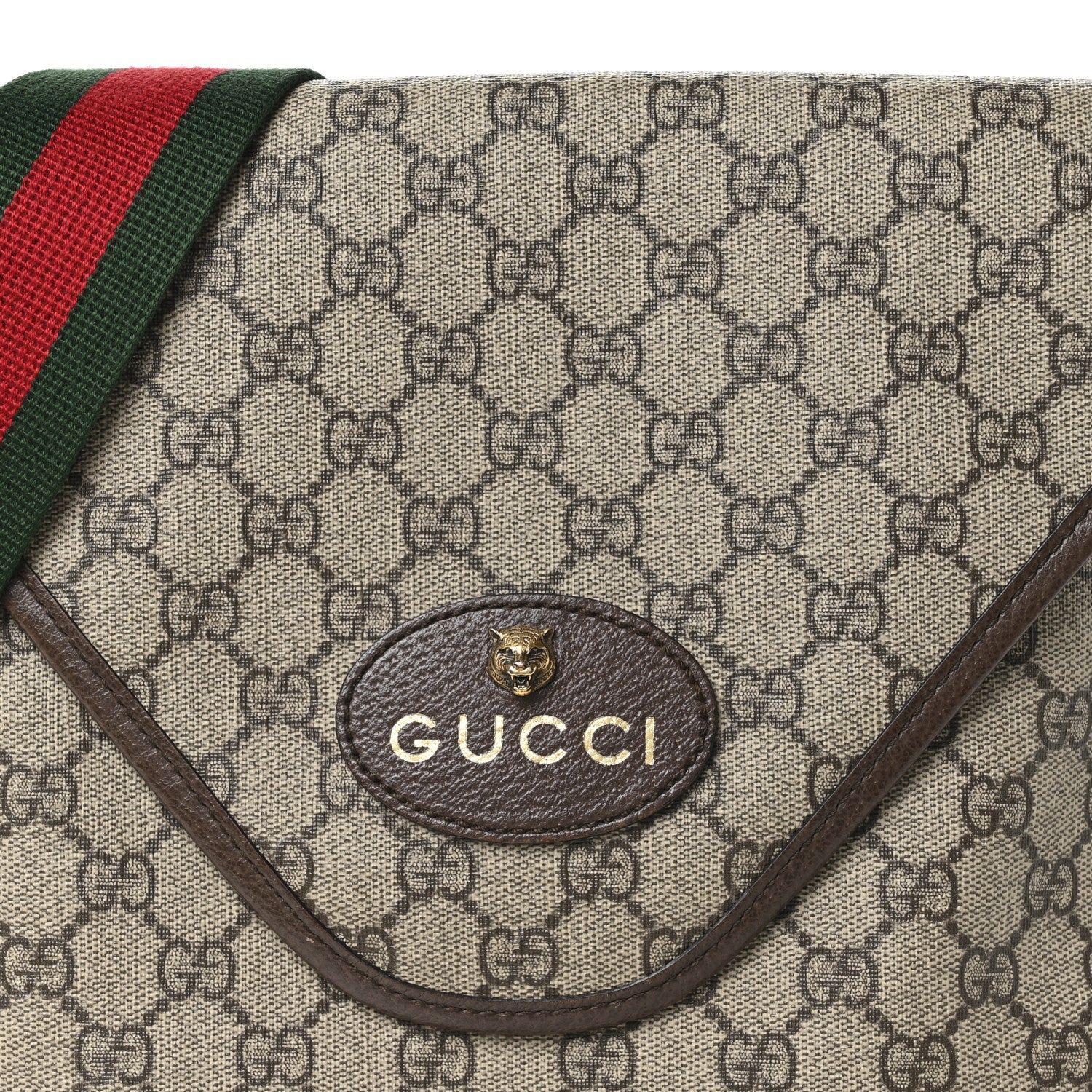 Gucci GG Supreme Monogram Web Medium Neo Vintage Flap Messenger Bag Beige New Acero 8 of 13