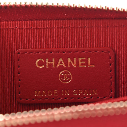 Chanel Caviar Quilted Zip Coin Purse Wallet Red 6 of 7