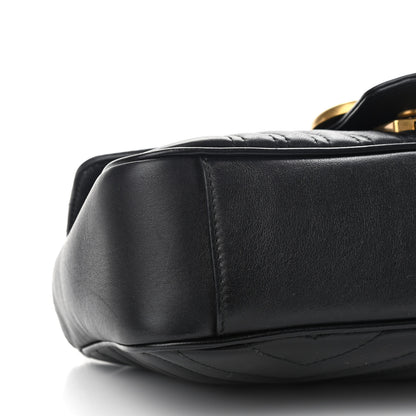 Gucci Calfskin Matelasse Small GG Marmont Shoulder Bag Black 10 of 12