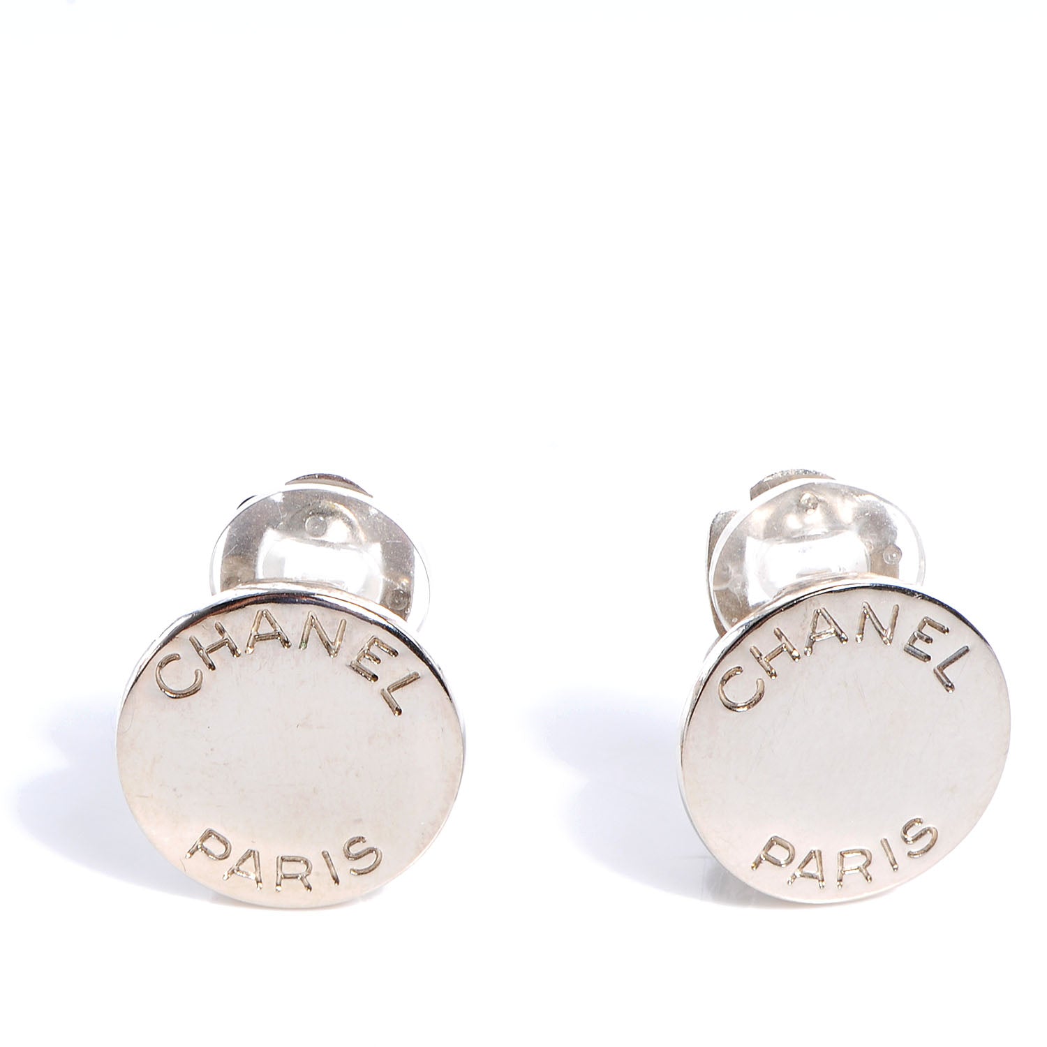 Chanel PARIS Clip On Earrings Silver 1 of 5