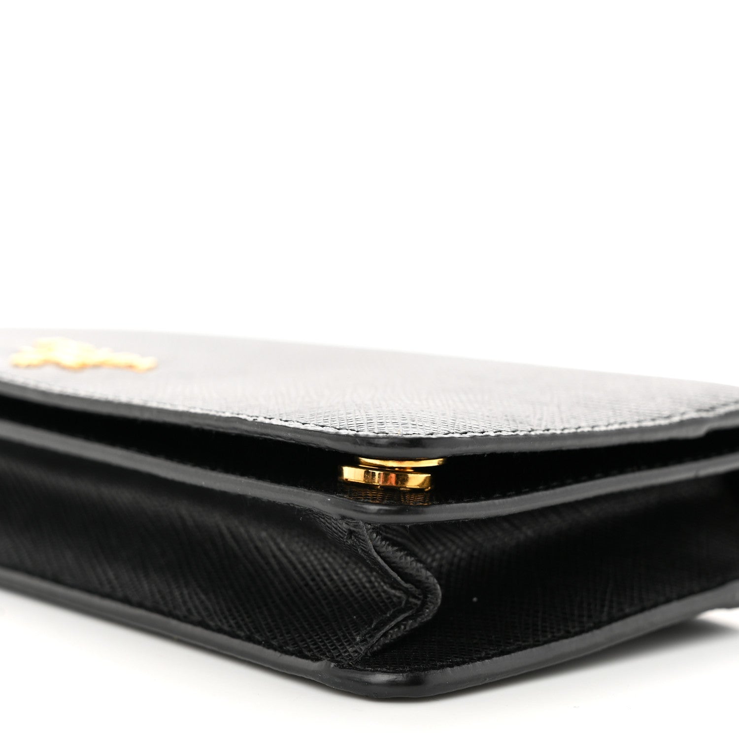 Prada Saffiano Metal Phone Wristlet Crossbody Wallet Black 9 of 10