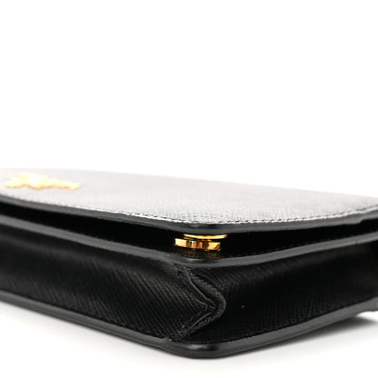 Prada Saffiano Metal Phone Wristlet Crossbody Wallet Black 9 of 10