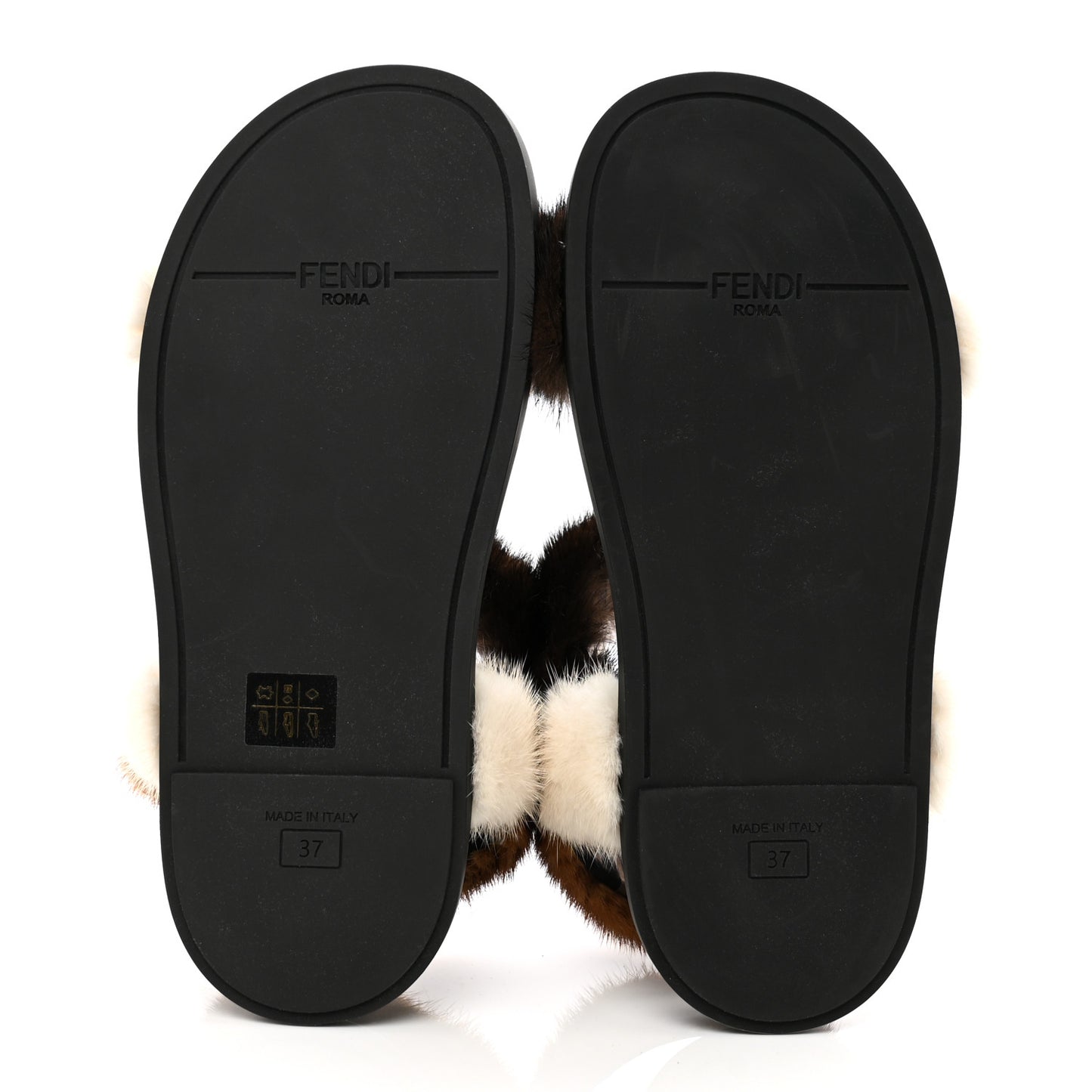 Mink Fur FF Fendi Feel Sandals 37 Mogano Brown Perla Tobacco Black
