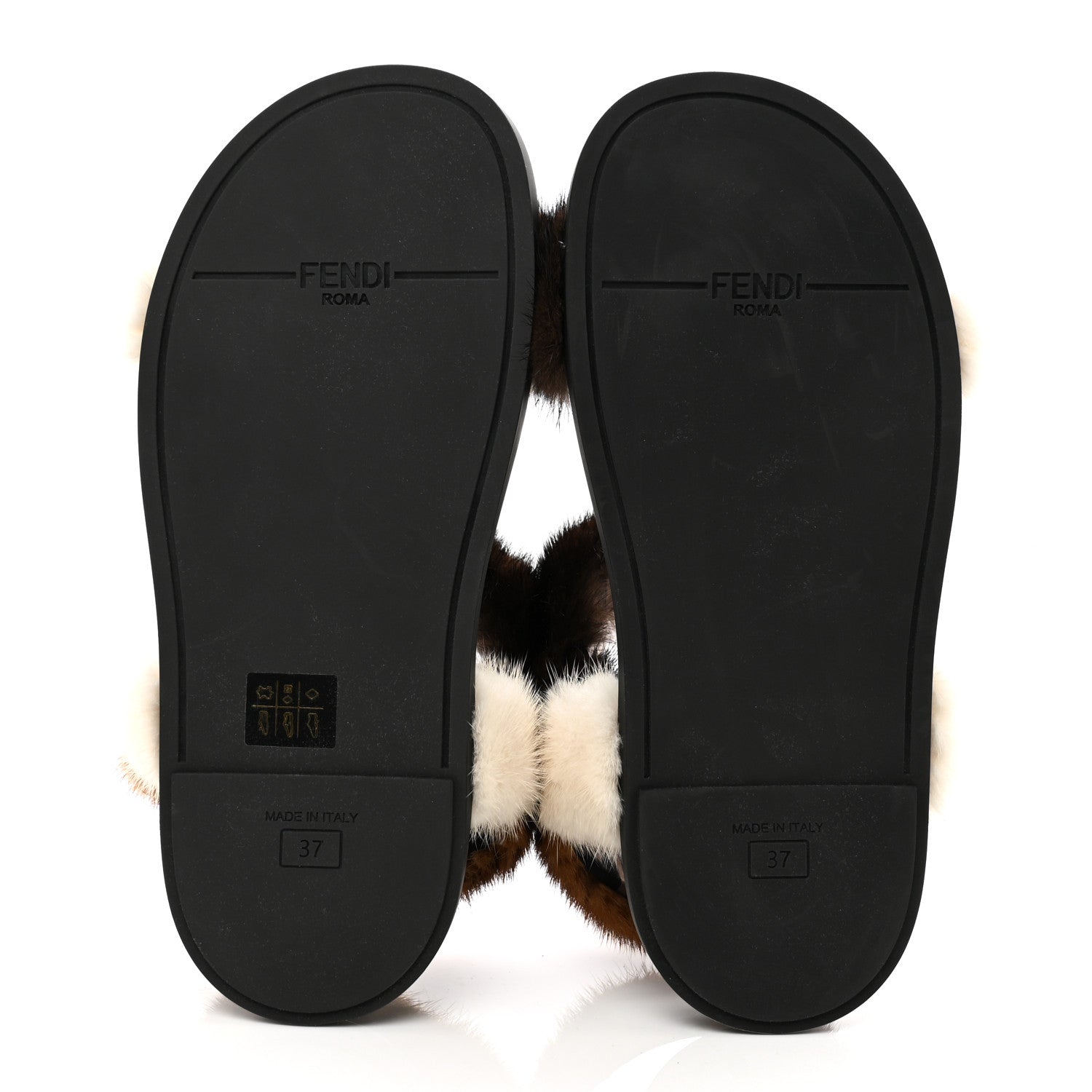Fendi Mink Fur FF Fendi Feel Sandals 37 Mogano Brown Perla Tobacco Black 5 of 8