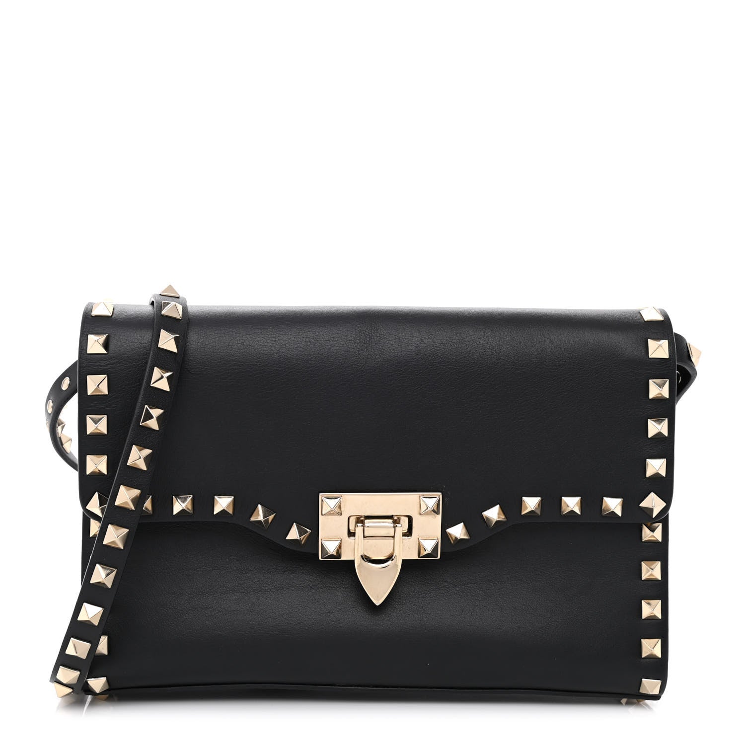 Valentino Garavani Vitello Medium Rockstud Flip Lock Crossbody Bag Black 1 of 9