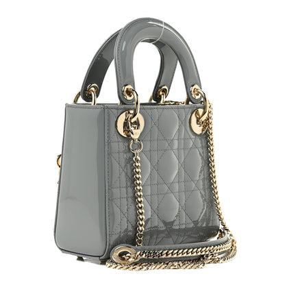 Christian Dior Patent Cannage Mini Lady Dior Grey Stone 3 of 12