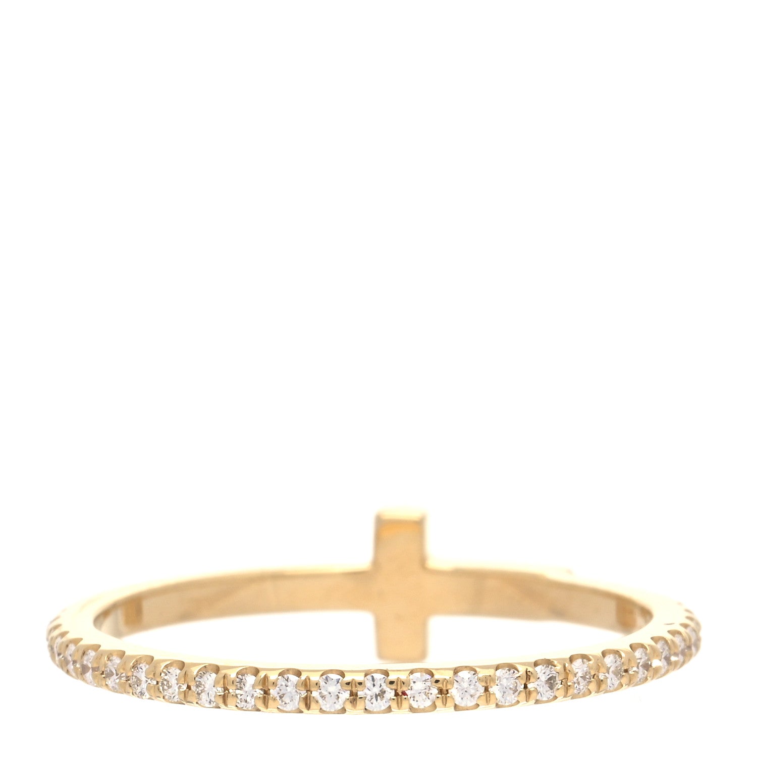 Tiffany 18K Yellow Gold Diamond T Wire Pave Ring 50 5.5 3 of 6