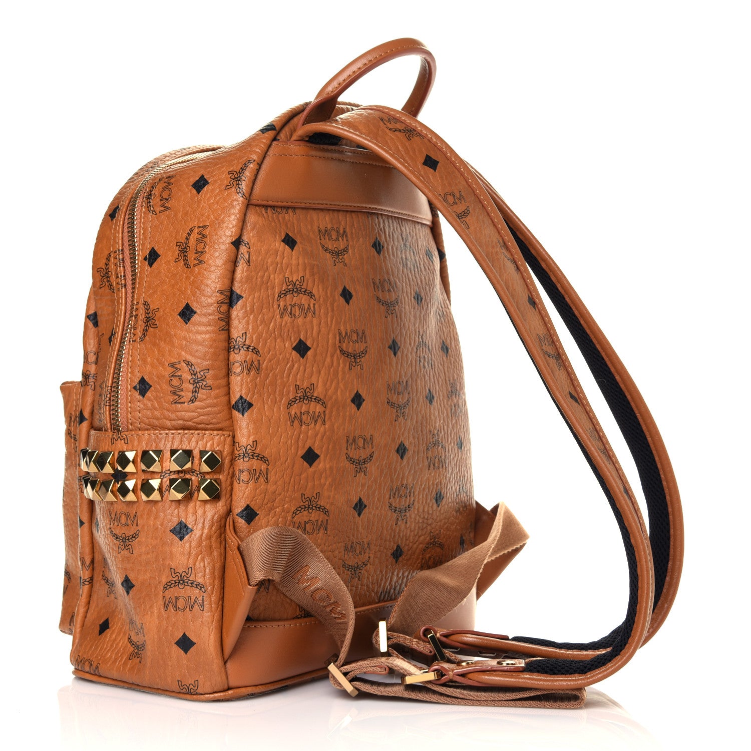 MCM Visetos Small Side Stud Stark Backpack Cognac 2 of 12