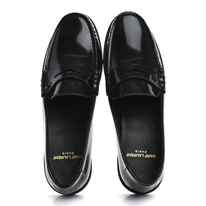 Saint Laurent Calfskin Penny Loafers 37 Black 2 of 10