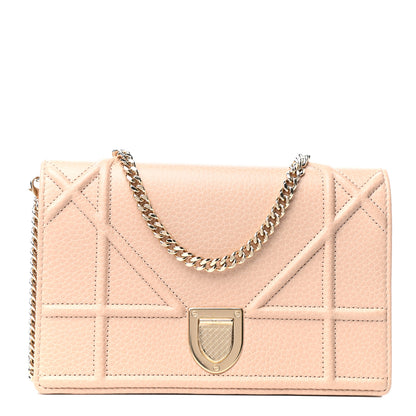 Christian Dior Grained Calfskin Diorama Wallet on Chain Pouch Nude 1 of 10